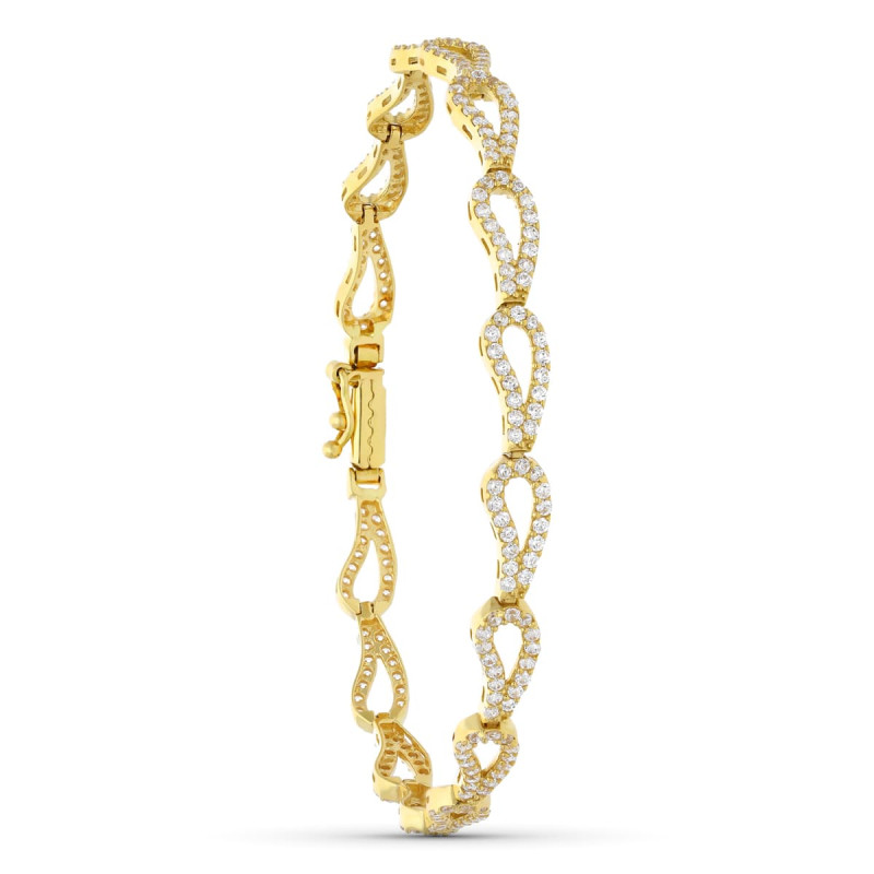 18K PULSERA ORO AMARILLO CIRCONITA ESLABONES 19CM