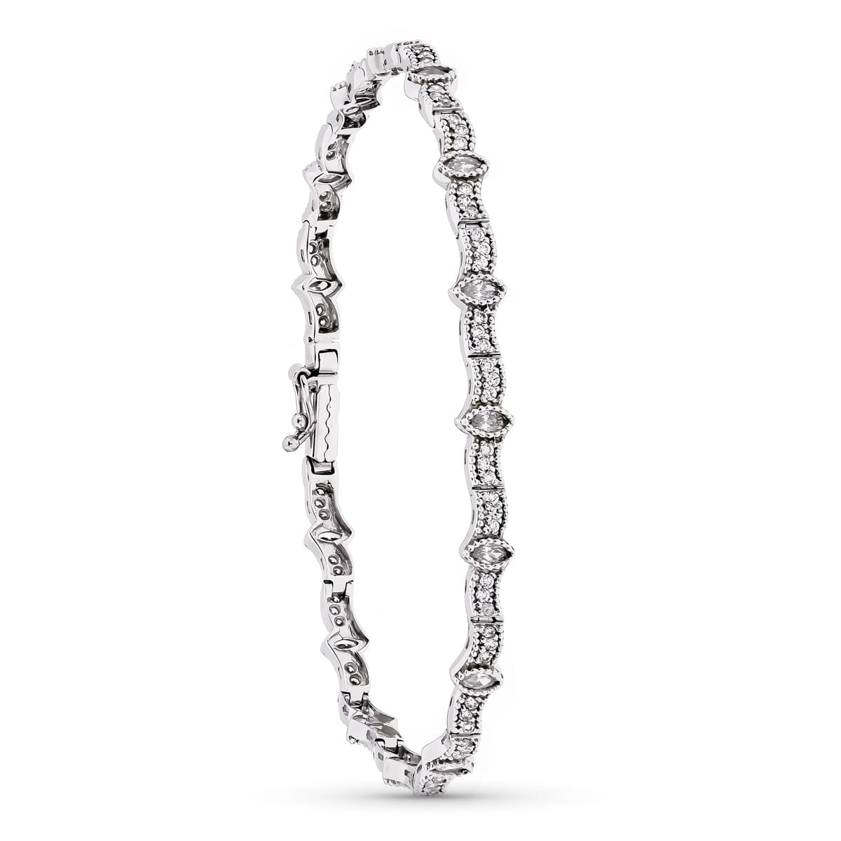 18K PULSERA ORO BLANCO Y CIRCONITA 19CM