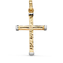 18K CRUZ ORO BICOLOR HUECA TALLADA PALO CUADRADO 3X3 MM. MEDIDA: 39 X 24 MM 18K CRUZ ORO BICOLOR HUECA TALLADA PALO CUADRADO 3X3 MM. MEDIDA: 39 X 24 MM