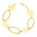 18K PULSERA ORO AMARILLO ESLABONES Y FLORES 19CM 18K PULSERA ORO AMARILLO ESLABONES Y FLORES 19CM