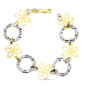 18K PULSERA ORO BICOLOR FLORES Y MOTIVOS REDONDOS CON ONDAS 20CM 18K PULSERA ORO BICOLOR FLORES Y MOTIVOS REDONDOS CON ONDAS 20CM