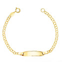 18K ESCLAVA BEBE ORO AMARILLO HUNGARINA PLACA CHAPA BRILLO TALLADA 20X5 MM 13.5 CM