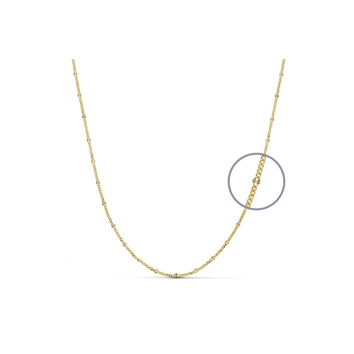 18K CADENA ORO AMARILLO MACIZA DIAMANTADA 45CM 1.5 MM