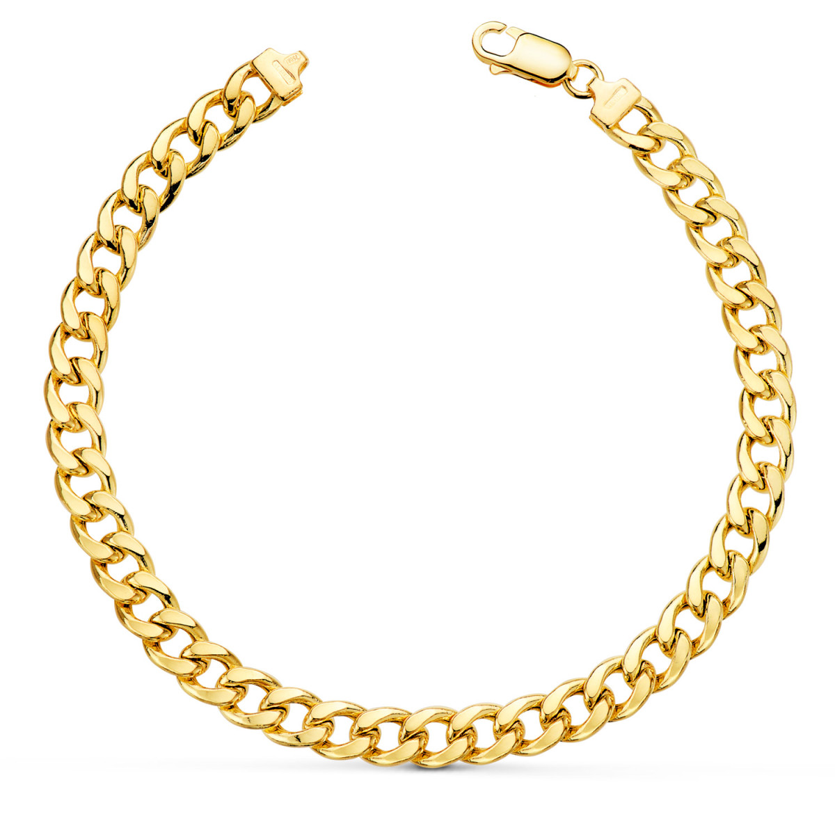 18K PULSERA ORO AMARILLO BARBADA HUECA ANCHO: 6MM LARGO: 20CM