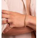 18K PULSERA ORO AMARILLO BARBADA HUECA ANCHO: 6MM LARGO: 20CM