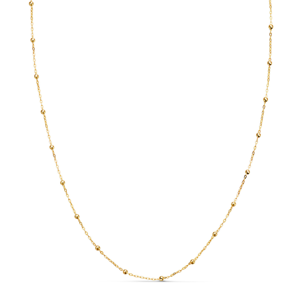 18K CADENA ORO AMARILLO FORZADA CON BOLAS DE 2 MM. ANCHO: 0,5 MM LARGO: 45CM
