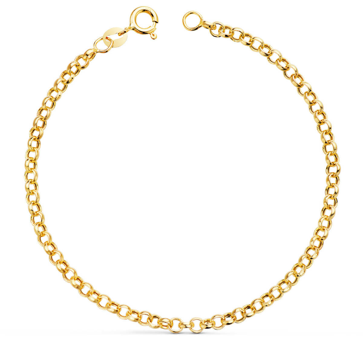 18K PULSERA ORO AMARILLO ROLO HUECA ANCHO 3 MM LARGO 19CM