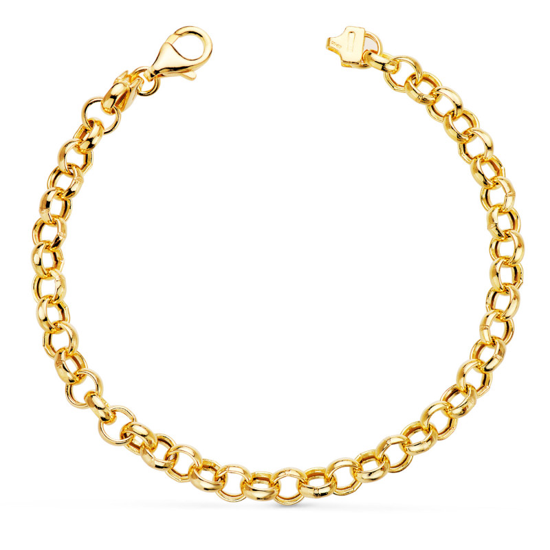 18K PULSERA ORO AMARILLO ROLO HUECA ANCHO 5,5 MM LARGO 19CM