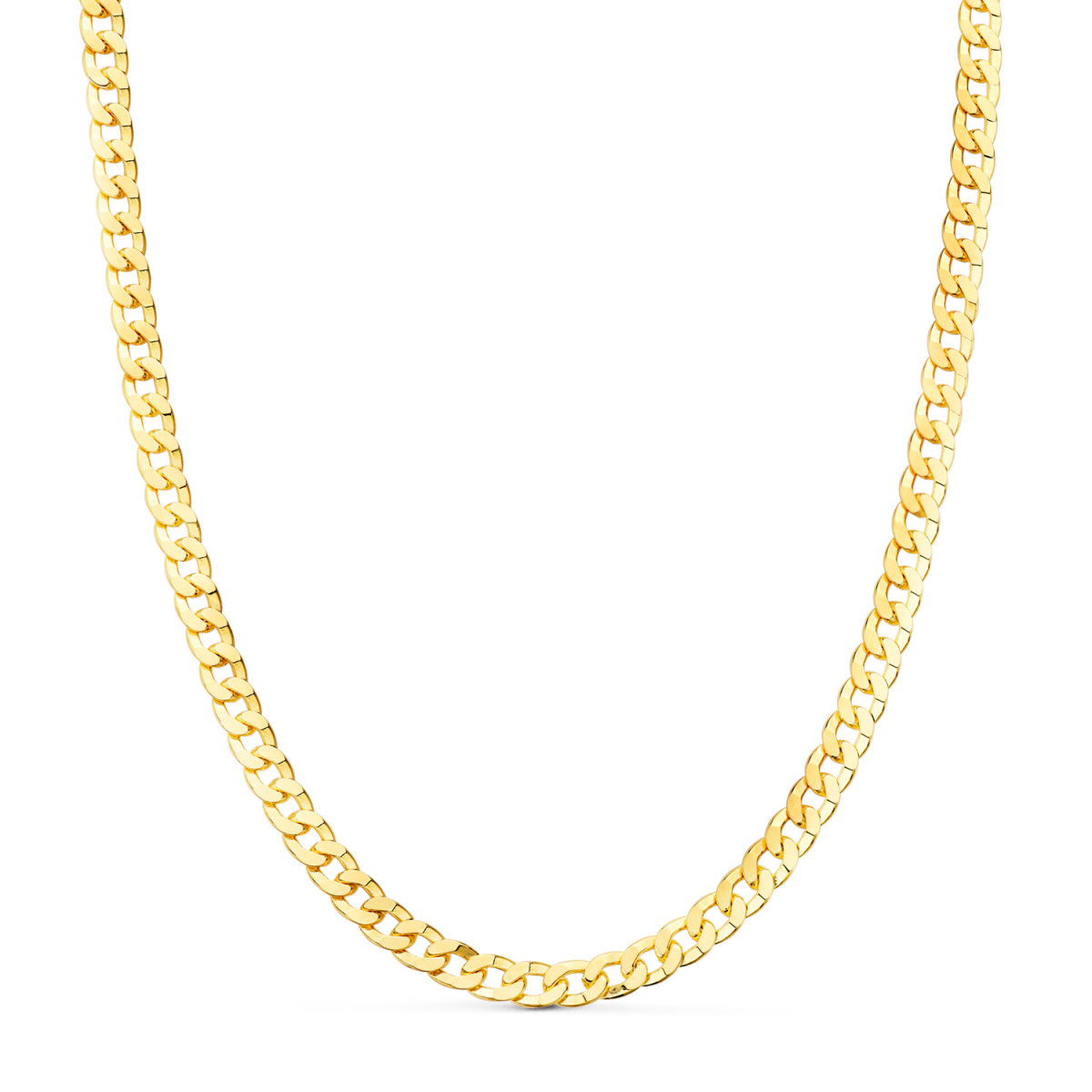 18K CADENA ORO AMARILLO BARBADA HUECA LARGO 60CM ANCHO 5.3 MM