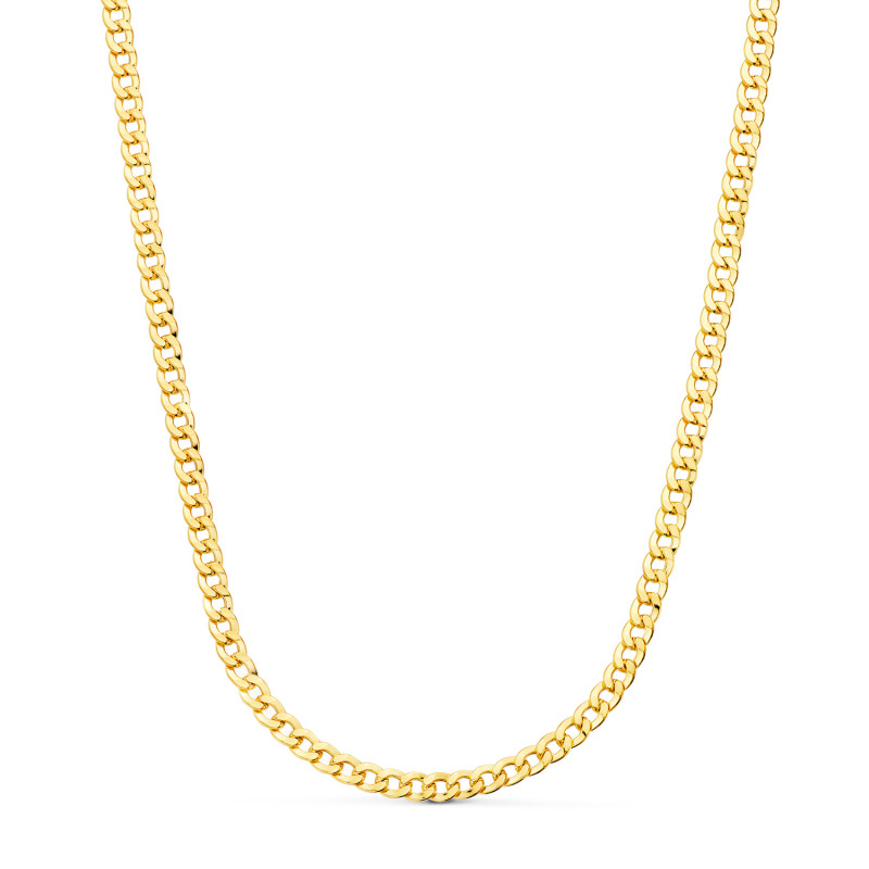 18K CADENA ORO AMARILLO BARBADA HUECA LARGO 60CM ANCHO 4.7MM