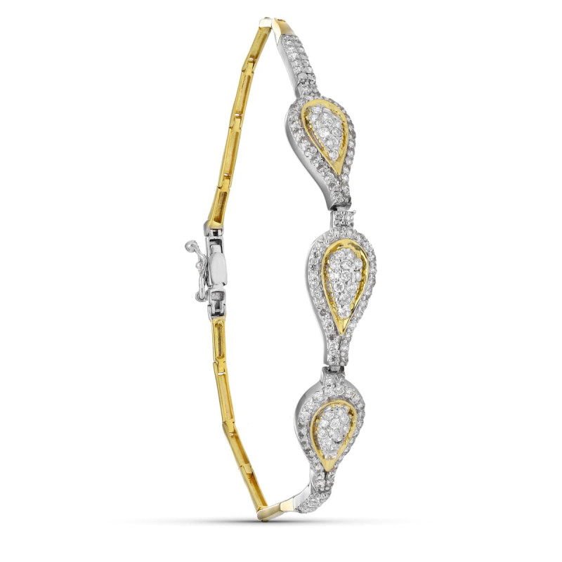 18K PULSERA ORO BICOLOR CIRCONITA MOTIVOS 19CM