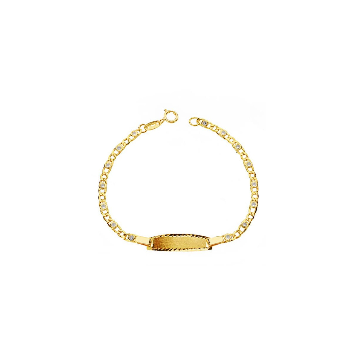 18K PULSERA ORO AMARILLO ESCLAVA CIRCONITA 14CM 2.5 MM