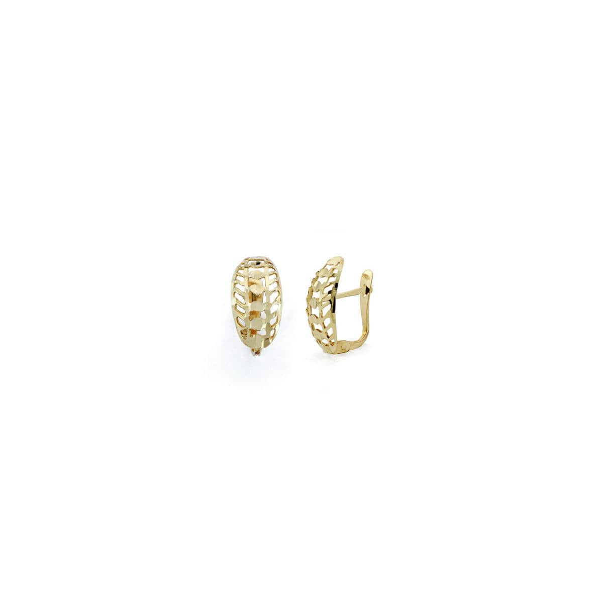 18K PENDIENTES ORO AMARILLO CALADOS 14X7 MM CIERRE CATALÁN