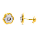 18K PENDIENTES ORO BICOLOR TREBOL. 8X8 MM CIERRE TUERCA 18K PENDIENTES ORO BICOLOR TREBOL. 8X8 MM CIERRE TUERCA