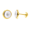 18K PENDIENTES ORO BICOLOR REDONDOS 8 MM CIERRE TUERCA 18K PENDIENTES ORO BICOLOR REDONDOS 8 MM CIERRE TUERCA