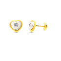 18K PENDIENTES ORO BICOLOR CORAZON 8X7 MM CIERRE TUERCA 18K PENDIENTES ORO BICOLOR CORAZON 8X7 MM CIERRE TUERCA