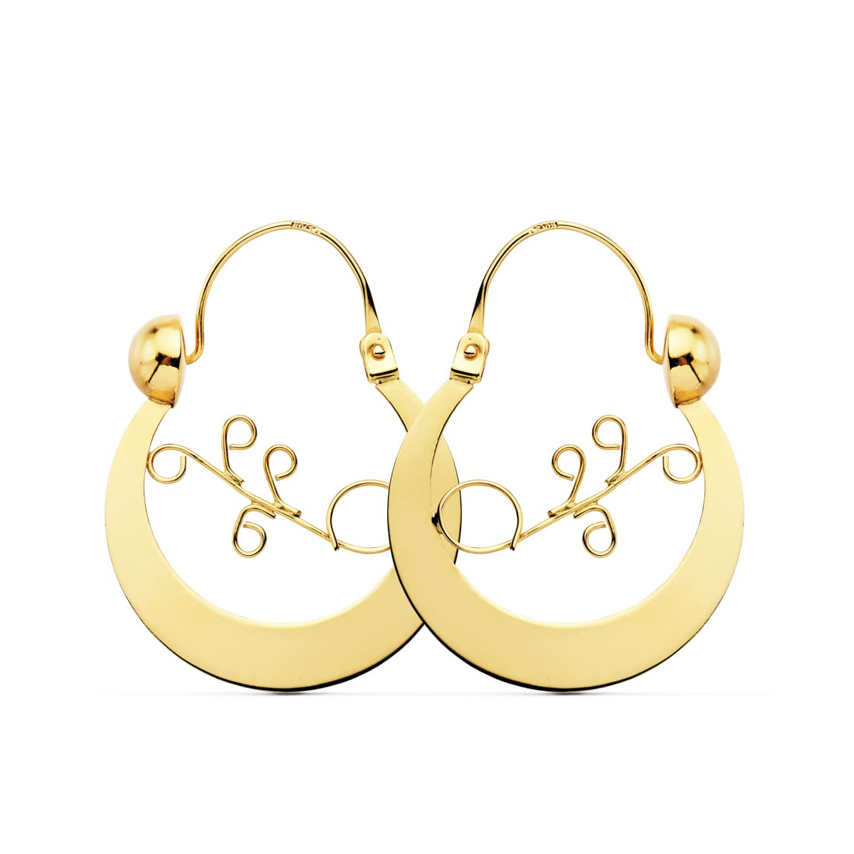 18K AROS CRIOLLAS ORO AMARILLO CANARIAS 30X24 MM