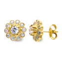 18K PENDIENTES ORO AMARILLO CUAJO CIRCONITA 10 MM CIERRE CATALAN 18K PENDIENTES ORO AMARILLO CUAJO CIRCONITA 10 MM CIERRE CATALAN