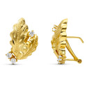 18K PENDIENTES ORO AMARILLO HOJAS LAPIDADOS 20X14 MM CIERRE CATALÁN 18K PENDIENTES ORO AMARILLO HOJAS LAPIDADOS 20X14 MM CIERRE CATALÁN
