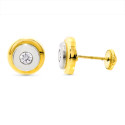 18K PENDIENTES ORO BICOLOR REDONDOS 9 MM CIERRE TUERCA 18K PENDIENTES ORO BICOLOR REDONDOS 9 MM CIERRE TUERCA