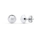 18K PENDIENTES ORO BLANCO MEDIA BOLA TALLADA 6 MM 18K PENDIENTES ORO BLANCO MEDIA BOLA TALLADA 6 MM