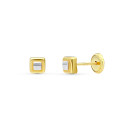 18K PENDIENTES ORO BICOLOR CUADRADOS 4X4 MM 18K PENDIENTES ORO BICOLOR CUADRADOS 4X4 MM
