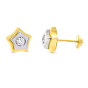 18K PENDIENTES ORO BICOLOR ESTRELLA CIRCONITA 9X9 MM CIERRE TUERCA 18K PENDIENTES ORO BICOLOR ESTRELLA CIRCONITA 9X9 MM CIERRE TUERCA
