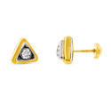 18K PENDIENTES ORO BICOLOR TRIANGULO CON CIRCONITA 8X8 MM CIERRE TUERCA 18K PENDIENTES ORO BICOLOR TRIANGULO CON CIRCONITA 8X8 MM CIERRE TUERCA