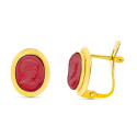 18K PENDIENTES ORO AMARILLO CAMAFEO CORAL 9X11 MM CIERRE CATALAN 18K PENDIENTES ORO AMARILLO CAMAFEO CORAL 9X11 MM CIERRE CATALAN