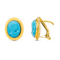 18K PENDIENTES ORO AMARILLO CAMAFEO 10X8 MM TURQUESA CIERRE CATALÁN 18K PENDIENTES ORO AMARILLO CAMAFEO 10X8 MM TURQUESA CIERRE CATALÁN