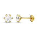 18K PENDIENTES ORO AMARILLO CIRCONITA GARRAS 5X5 MM CIERRE TUERCA 18K PENDIENTES ORO AMARILLO CIRCONITA GARRAS 5X5 MM CIERRE TUERCA