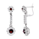 18K PENDIENTES ORO BLANCO CUAJOS CIRCONITA 33X10 MM CIERRE CATALÁN