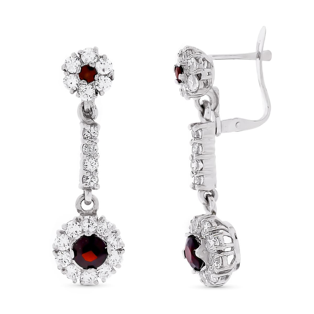 18K PENDIENTES ORO BLANCO CUAJOS CIRCONITA 33X10 MM CIERRE CATALÁN