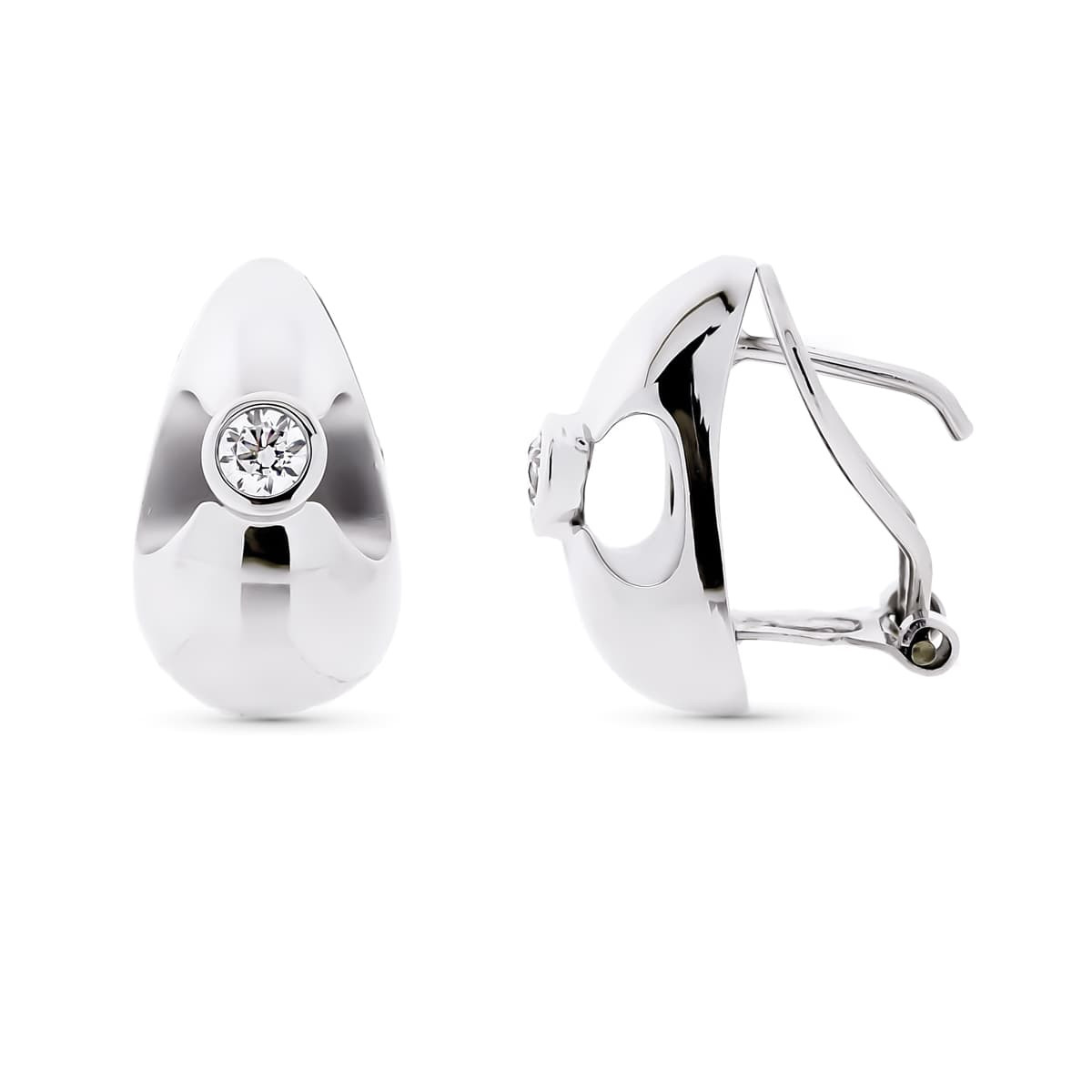 18K PENDIENTES ORO BLANCO CIRCONITA 16X9 MM CIERRE OMEGA