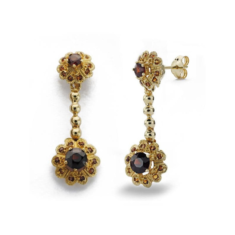 18K PENDIENTES LARGOS. 2 CUAJOS. ORO AMARILLO 30X10 MM CIERRE A PRESIÓN