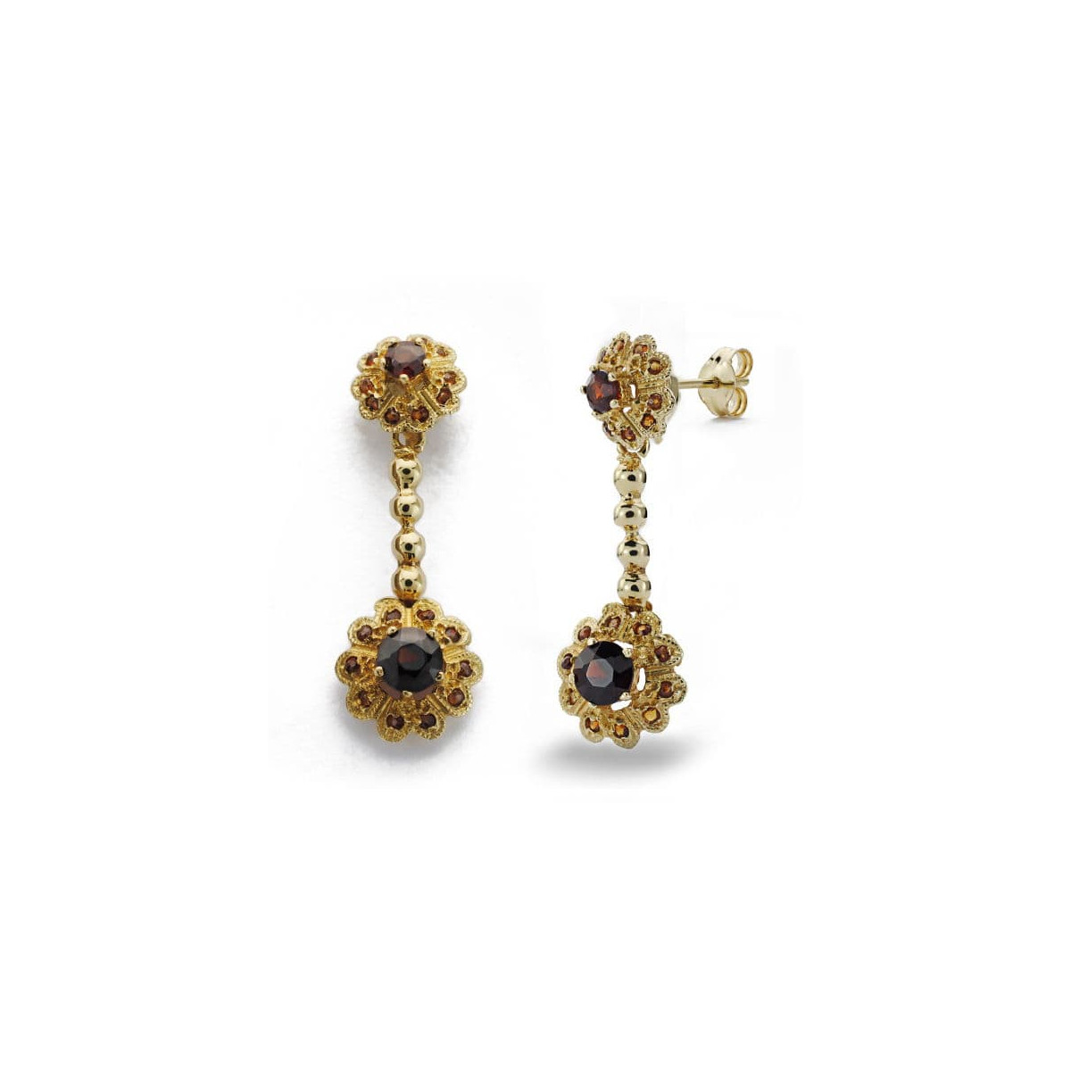 18K PENDIENTES LARGOS. 2 CUAJOS. ORO AMARILLO 30X10 MM CIERRE A PRESIÓN