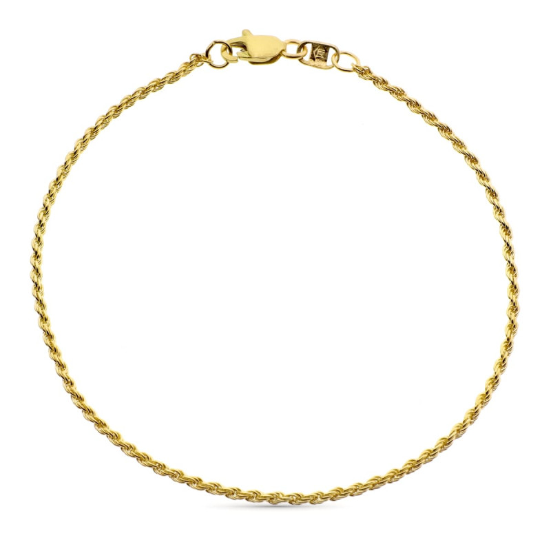 18K PULSERA ORO AMARILLO CORDON SALOMONICO ANCHO 1.5 MM 20CM