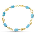 18K PULSERA ORO AMARILLO JAULA Y TURQUESA 19CM
