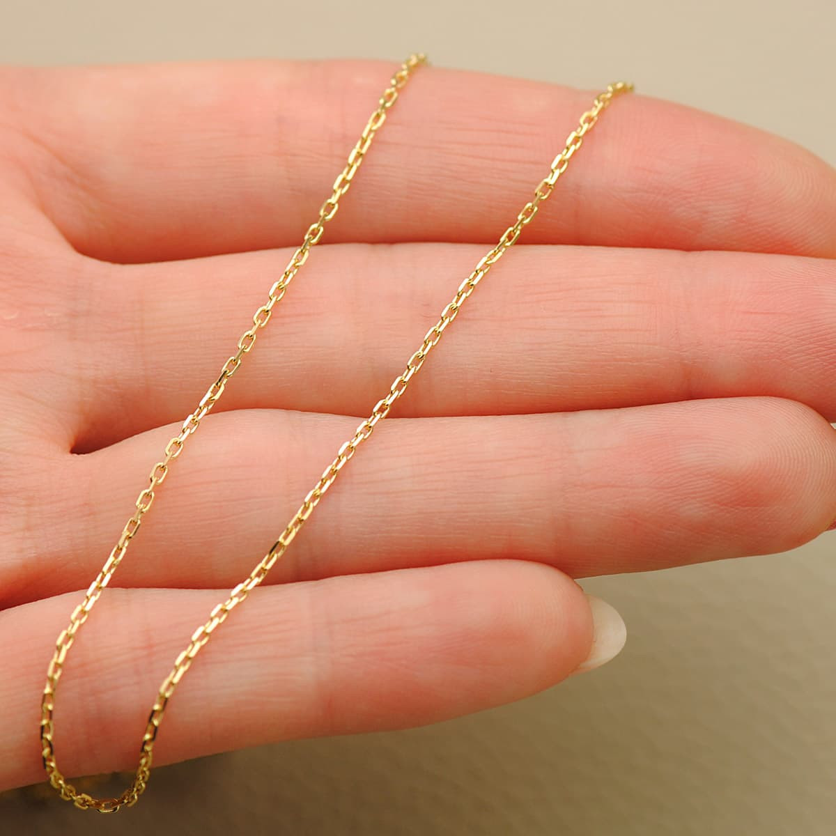 18K CADENA ORO AMARILLO MACIZA FORZADA LARGO 60CM ANCHO 1 MM