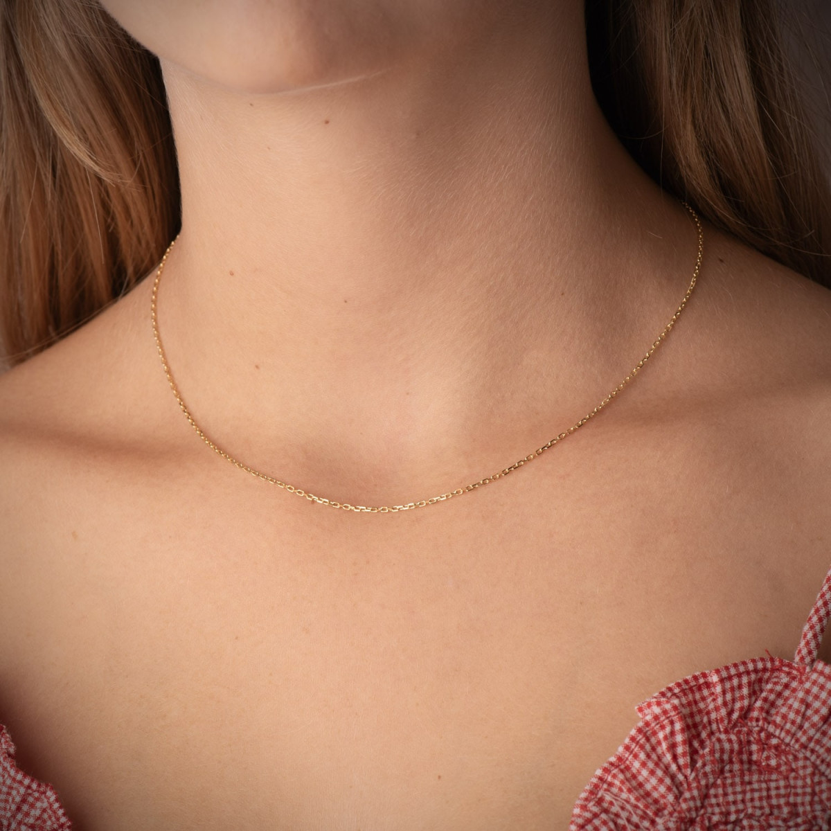 18K CADENA ORO AMARILLO MACIZA FORZADA 40CM 1.2 MM