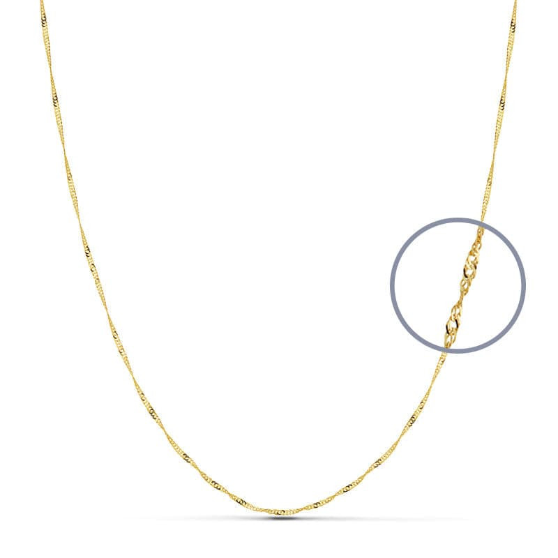 18K CADENA ORO AMARILLO MACIZA SINGAPUR 40CM 1 MM