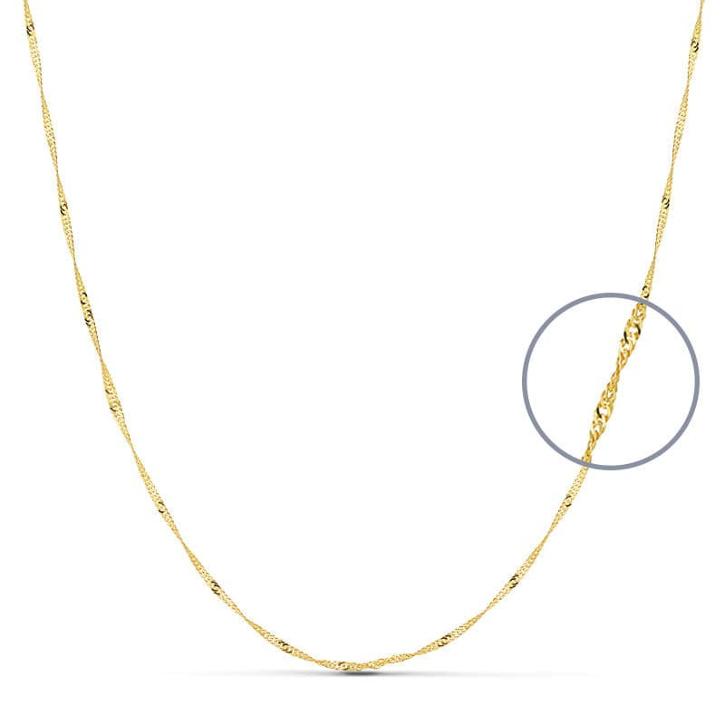 18K CADENA ORO AMARILLO  MACIZA SINGAPUR 50CM 1.2 MM