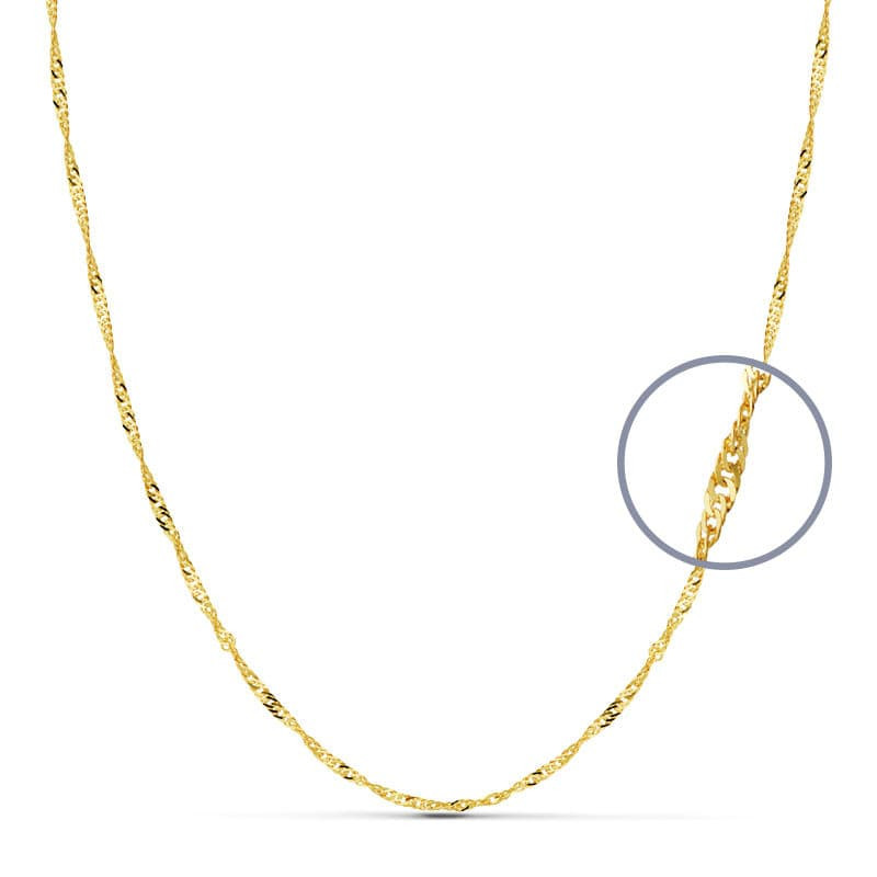 18K CADENA ORO AMARILLO MACIZA SINGAPUR 50CM 1.8 MM