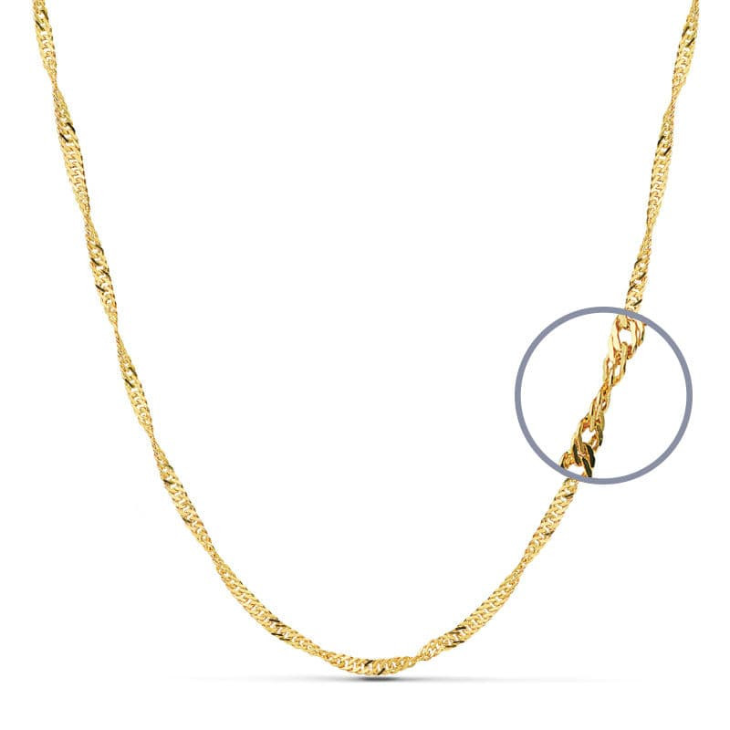 18K CADENA ORO AMARILLO MACIZA SINGAPUR 40CM 2.5 MM CIERRE MOSQUETON