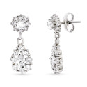 18K PENDIENTES ORO BLANCO LARGOS CIRCONITA 21X8 MM CIERRE A PRESIÓN