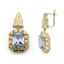18K PENDIENTES CUBANAS 2 CUERPOS ORO AMARILLO PIEDRA RECTANGULAR CIERRE CATALAN 18K PENDIENTES CUBANAS 2 CUERPOS ORO AMARILLO PIEDRA RECTANGULAR CIERRE CATALAN