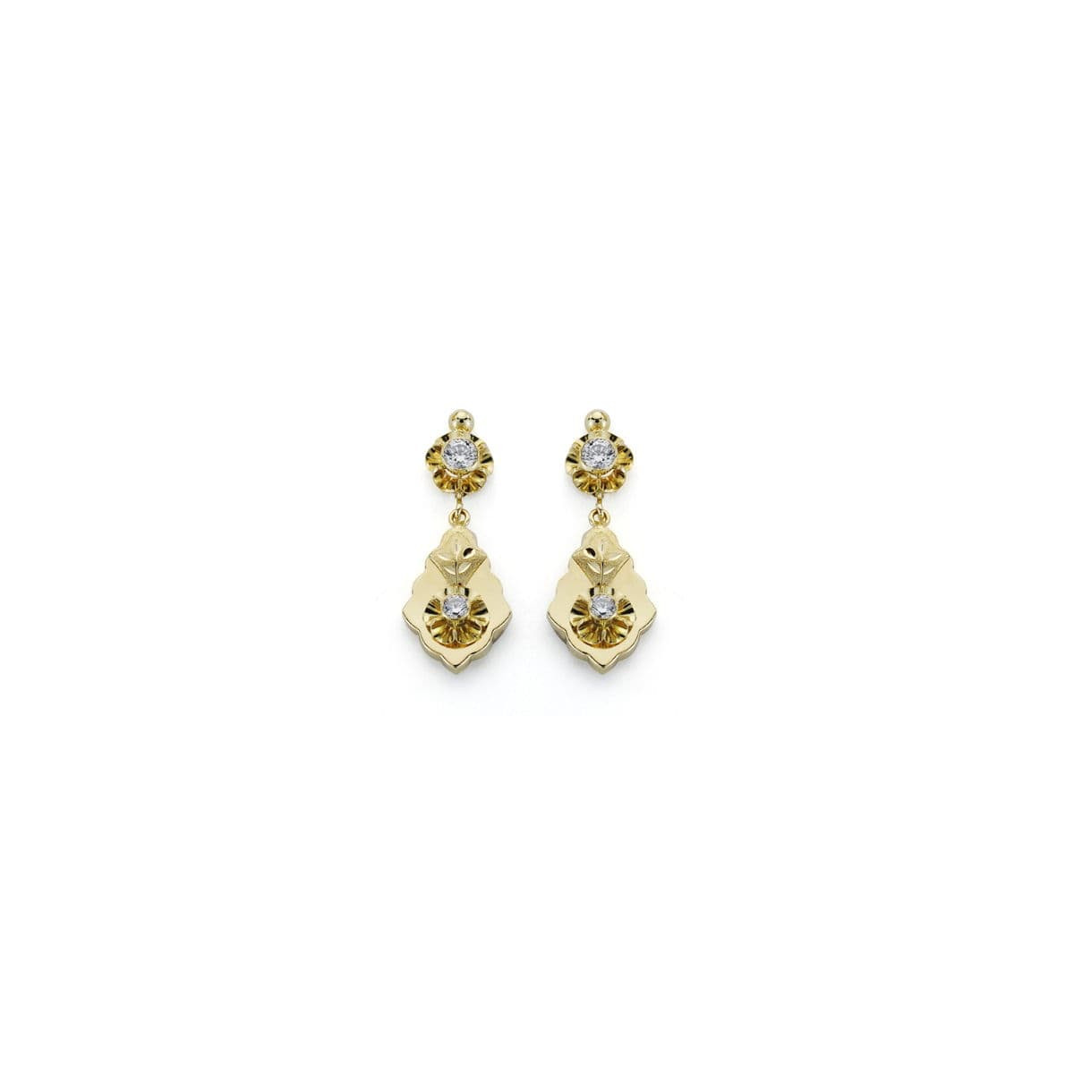18K PENDIENTES ORO AMARILLO CUBANAS CIRCONITA 31X12 MM CIERRE CATALAN