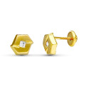 18K PENDIENTES ORO AMARILLO CHATON CIRCONITA 7.5X6 MM CIERRE TUERCA 18K PENDIENTES ORO AMARILLO CHATON CIRCONITA 7.5X6 MM CIERRE TUERCA