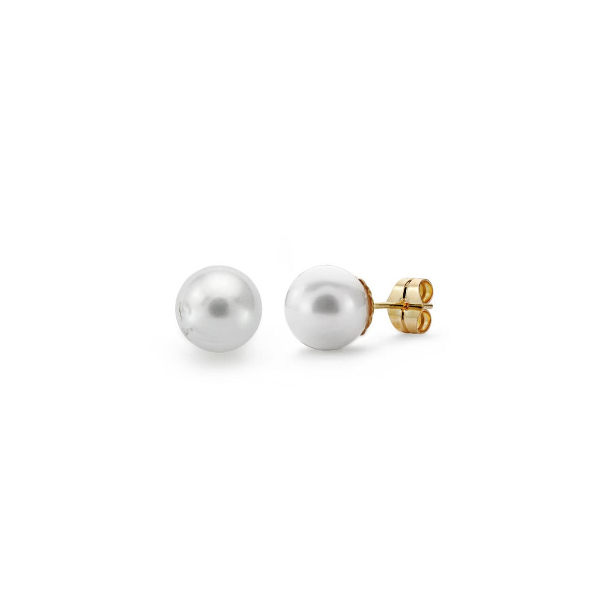 18K PENDIENTES PERLA AUSTRALIANA ORO AMARILLO 9 5-10 MM CIERRE PRESION
