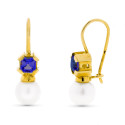 18K PENDIENTES ORO AMARILLO PERLA CULTIVADA 7 MM AMATISTA CIERRE GANCHO 18K PENDIENTES ORO AMARILLO PERLA CULTIVADA 7 MM AMATISTA CIERRE GANCHO
